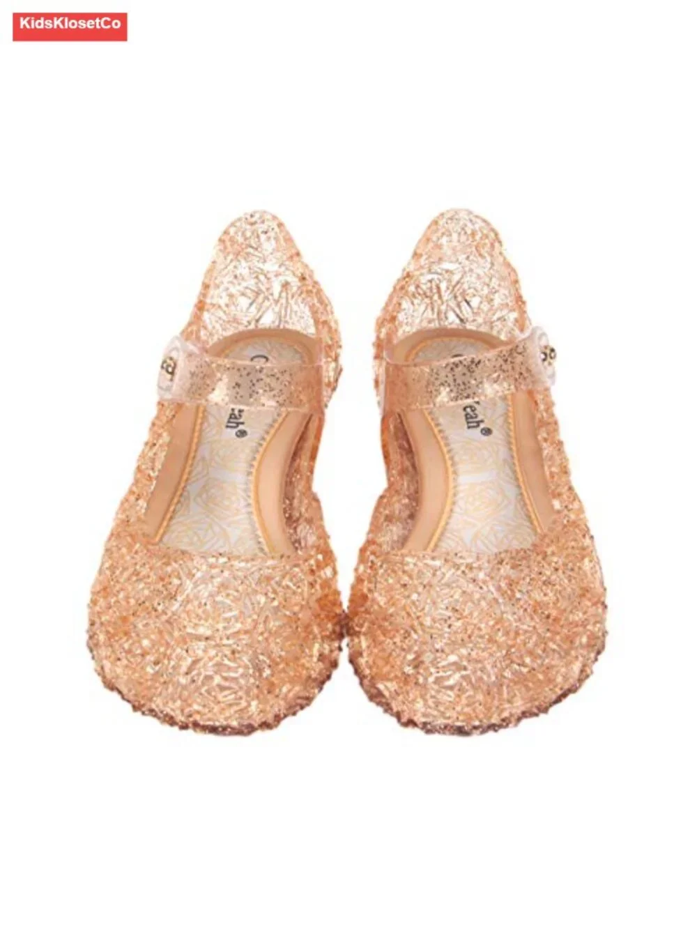Lightweight Slip-On Jelly Flats with Velcro for Toddler & Little Girls Dress Up